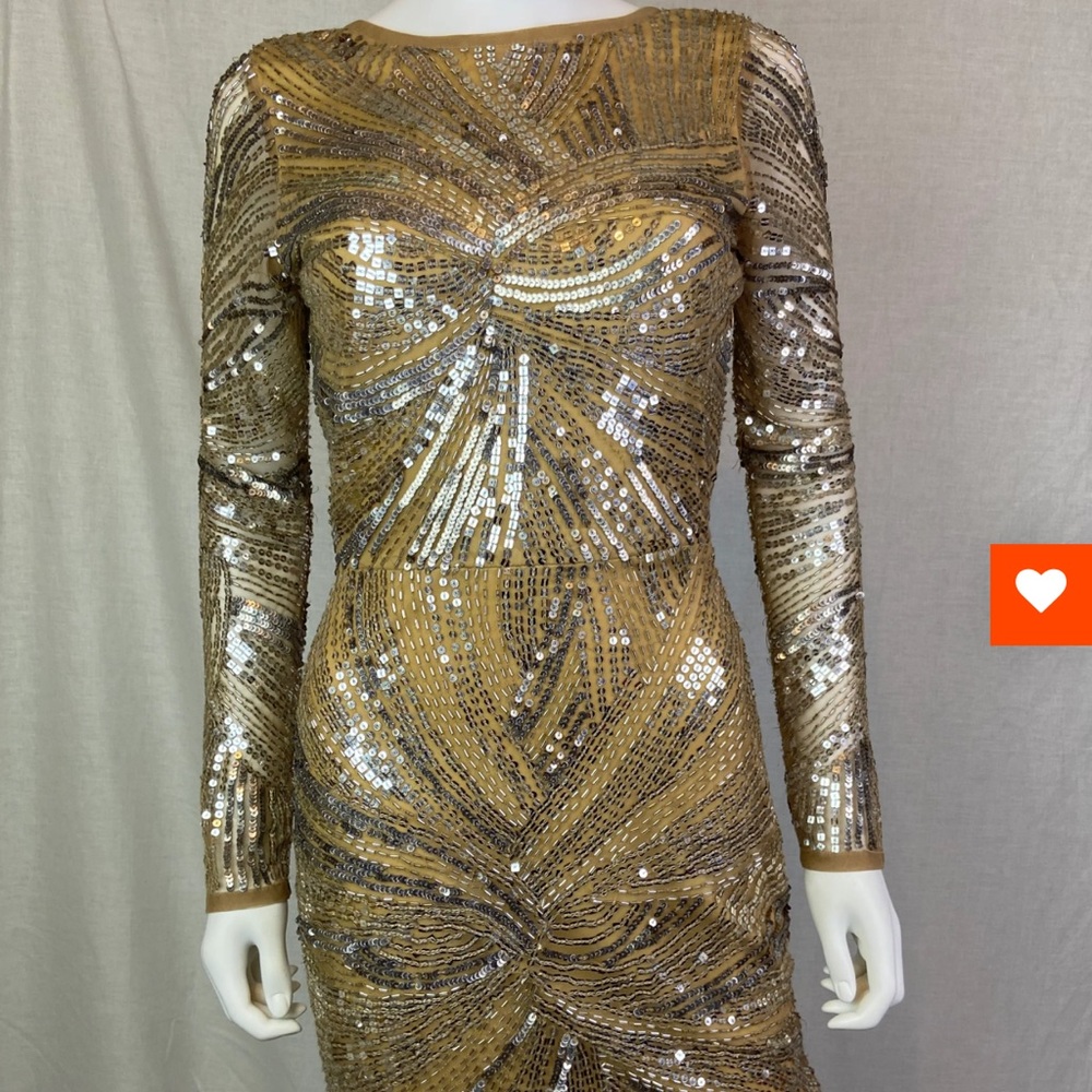 Couture Stunning Long Sleeve Sequin Dress